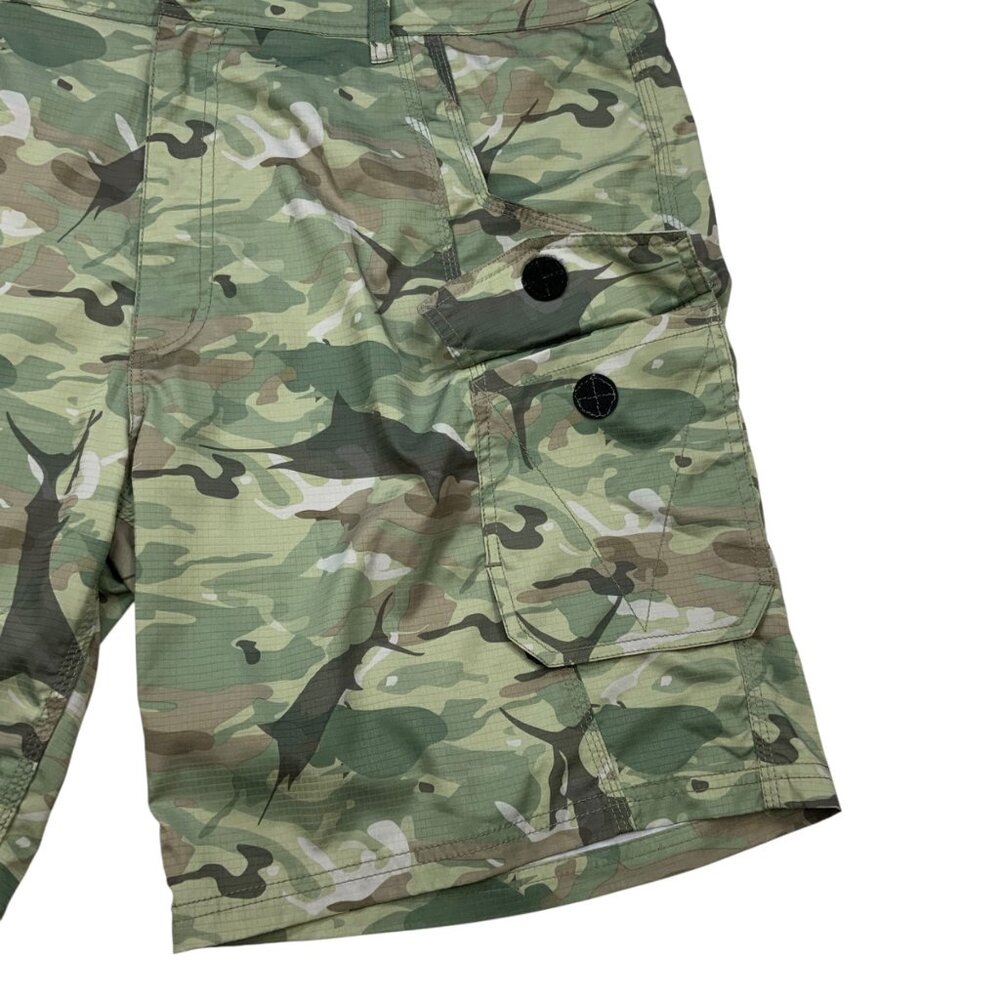 AFTCO Tactical Fishing Cargo Short 40 Green Camouflage - Picture 9 of 12